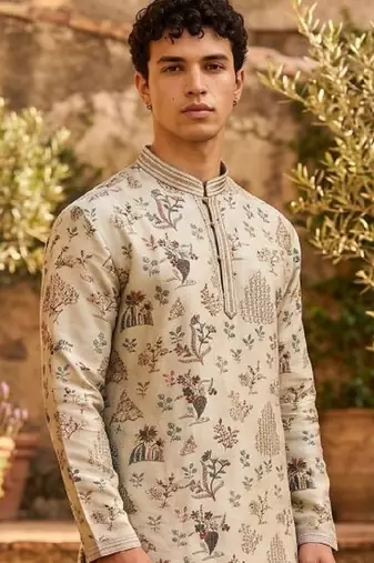 Premium golden designer ethnic collection – silk kurta pajama sets with luxurious detailing