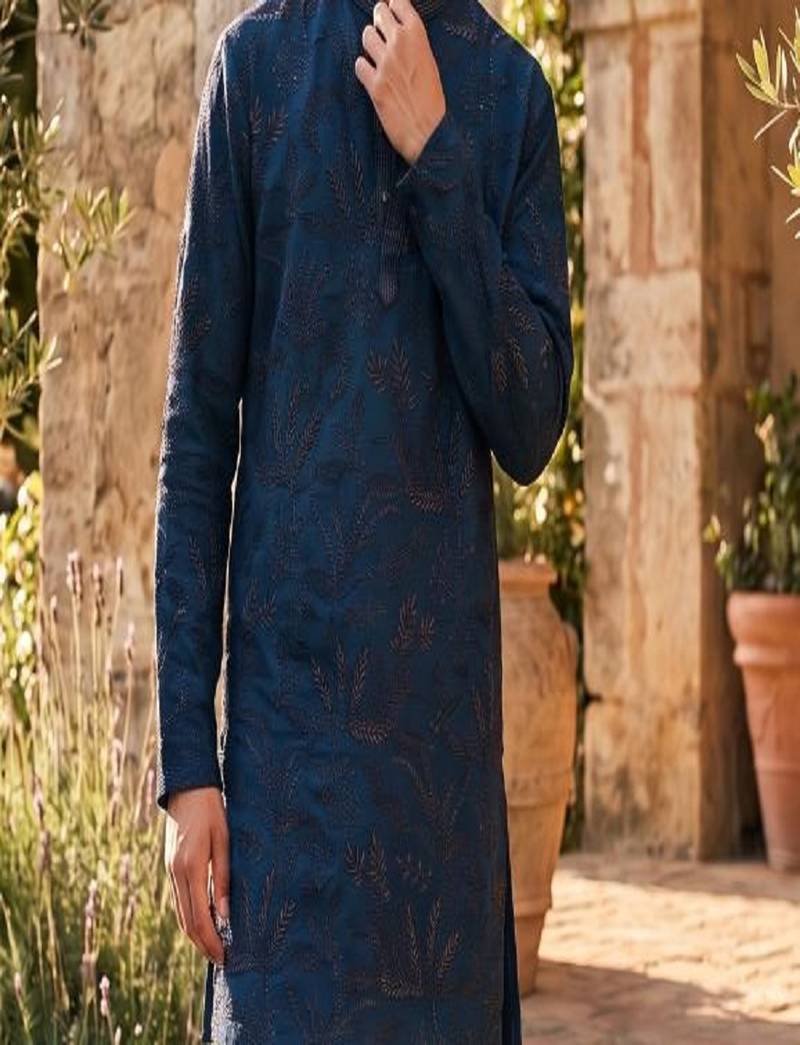 Premium rama blue designer ethnic collection – heavy lachaka kurta pajama sets with luxurious detailing