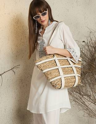 White cotton a-line kurta with trousers 1