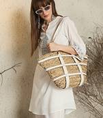 White cotton a-line kurta with trousers