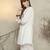 White cotton a-line kurta with trousers
