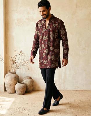 Premium maroon designer ethnic collection – heavy lachaka kurta pajama sets with luxurious detailing 2