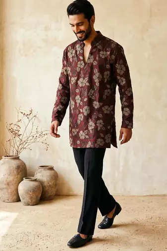 Premium maroon designer ethnic collection – heavy lachaka kurta pajama sets with luxurious detailing