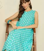 Sea green cotton a-line kurta with trousers