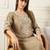 Beige silk-blend straight kurta with trousers