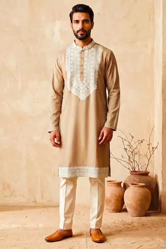Premium cream designer ethnic collection – heavy lachaka kurta pajama sets with luxurious detailing