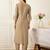 Beige silk-blend straight kurta with trousers
