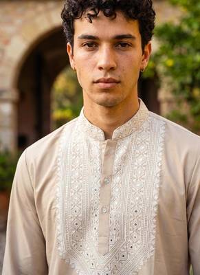 Premium cream designer ethnic collection – heavy lachaka kurta pajama sets with luxurious detailing 3