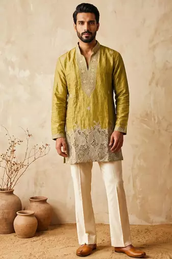 Premium mehandi designer ethnic collection – salsa fabric kurta pajama sets with luxurious detailing