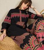 Black cotton a-line kurta with palazzos