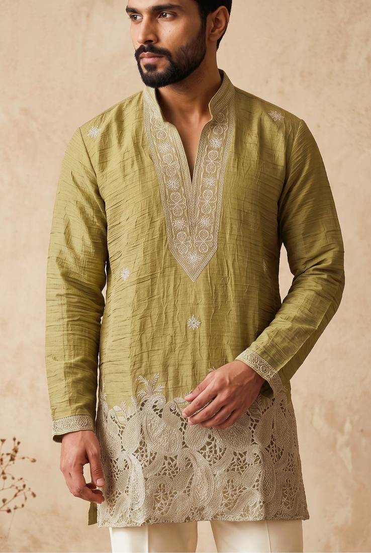 Premium mehandi designer ethnic collection – salsa fabric kurta pajama sets with luxurious detailing