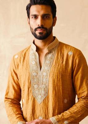 Premium orange designer ethnic collection – salsa fabric kurta pajama sets with luxurious detailing 2