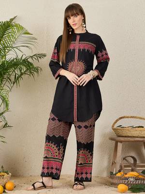 Black cotton a-line kurta with palazzos 4