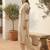 Beige rayon straight kurta with palazzos
