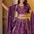 WINE CHINON SILK PARTY WEAR EMBROIDERY LEHENGA CHOLI 