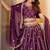 WINE CHINON SILK PARTY WEAR EMBROIDERY LEHENGA CHOLI 