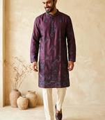 Premium wine designer ethnic collection –  silk kurta pajama sets with luxurious detailing