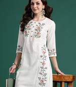 White cotton straight kurta with trousers