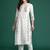 White cotton straight kurta with trousers