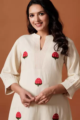 Off white cotton a-line kurta with palazzos