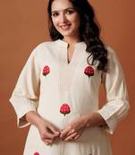 Off white cotton a-line kurta with palazzos