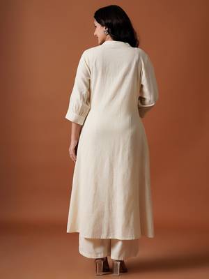 Off white cotton a-line kurta with palazzos 2