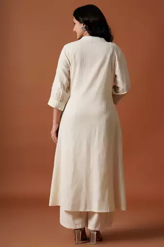Off white cotton a-line kurta with palazzos