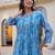 Blue cotton a-line kurta with trousers