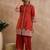 Rust cotton a-line kurta with palazzos