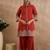 Rust cotton a-line kurta with palazzos