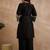 Black silk-blend straight kurta with palazzos