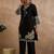 Black silk-blend straight kurta with palazzos