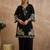 Black silk-blend straight kurta with palazzos