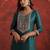 Teal liva straight kurta with trousers