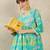 Sea green cotton a-line kurta with trousers