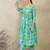 Sea green cotton a-line kurta with trousers