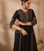 Black cotton a-line kurta with trousers