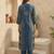 Blue cotton a-line kurta with trousers