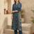Blue cotton a-line kurta with trousers