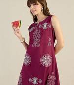 Maroon cotton a-line kurta with palazzos
