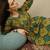 Green cotton a-line kurta with trousers