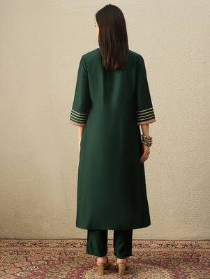 Green liva a-line kurta with trousers 2