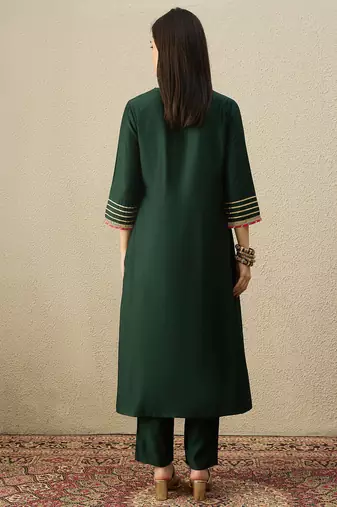 Green liva a-line kurta with trousers