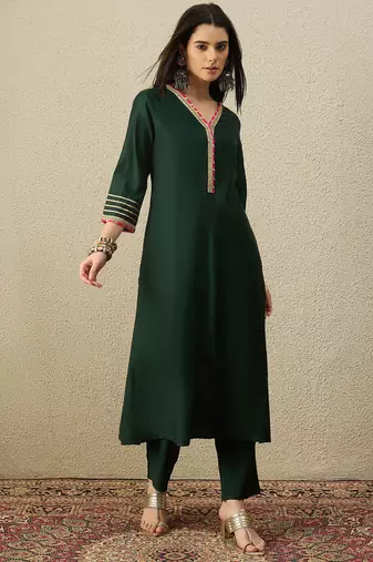 Green liva a-line kurta with trousers