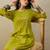 Green cotton a-line kurta with trousers