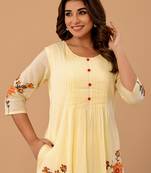 Off white cotton a-line kurta with trousers