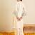 Cream silk-blend straight kurta with palazzos