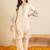 Cream silk-blend straight kurta with palazzos