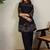 Black cotton a-line kurta with trousers