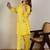 Yellow rayon a-line kurta with trousers